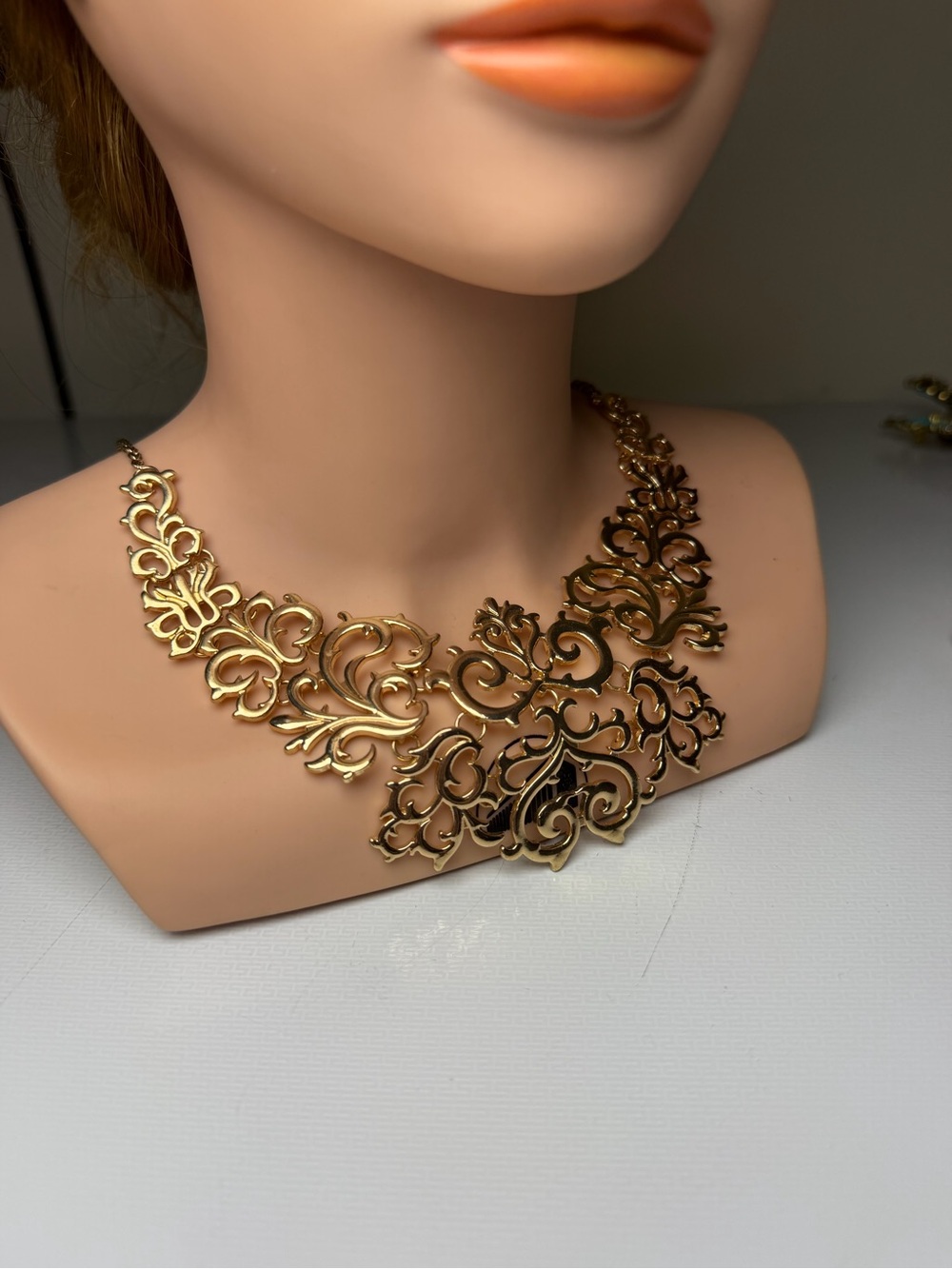 Gold Filigree Statement Necklace - Women Jewelry
